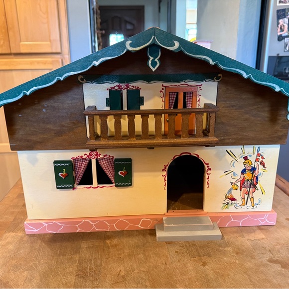 RARE Vintage Dora Kuhn Wooden Dollhouse & Hand Painted Furniture West Germany - Picture 4 of 16